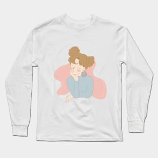 Cute Thinking girl Long Sleeve T-Shirt